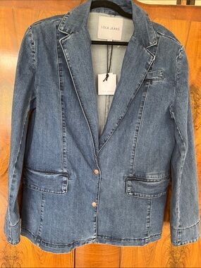 Lola Jeans Blue Denim Blazer Jacket Size Large - New With Tags!